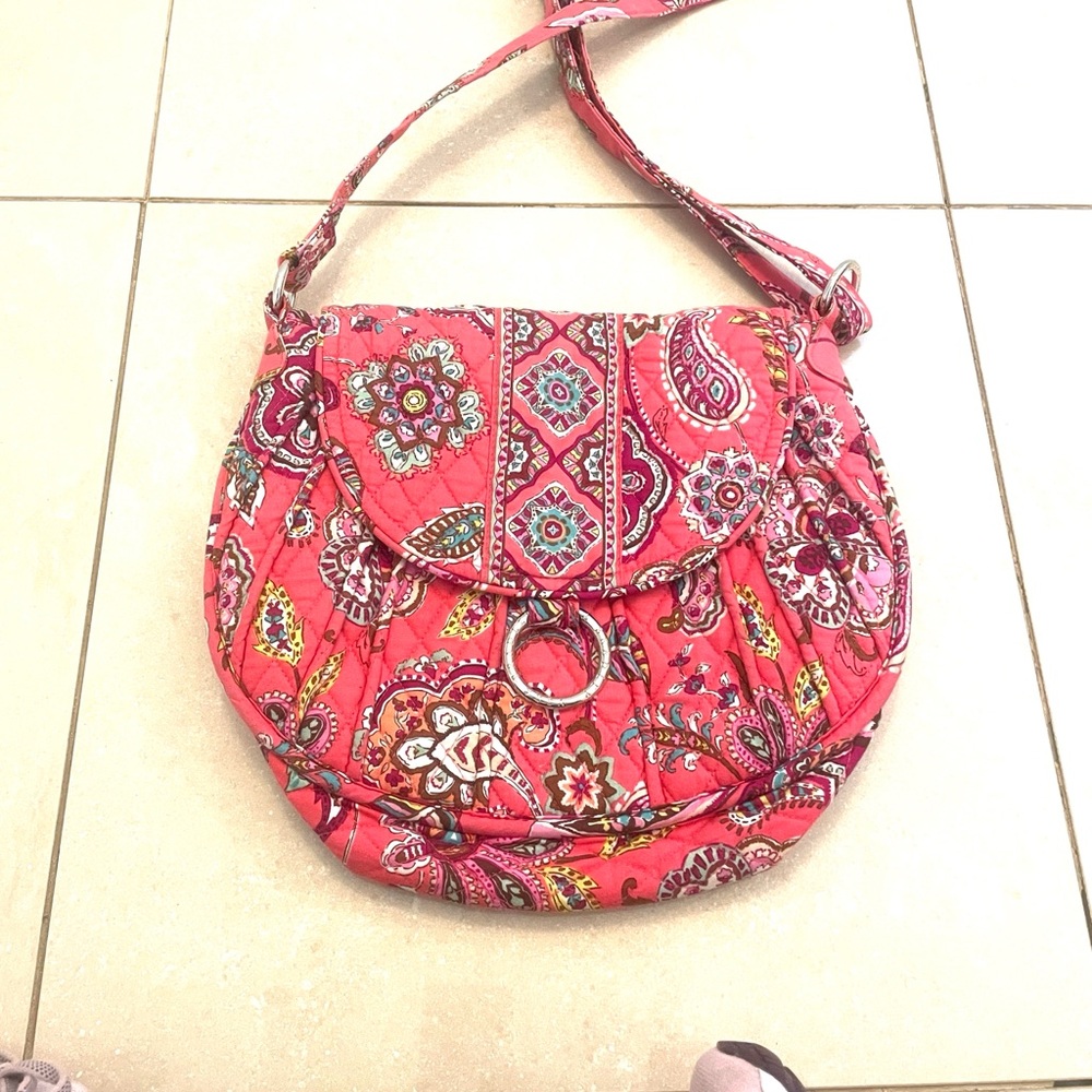 Vera Bradley Saddle Up Call Me Coral Paisley Shoulder Bag Crossbody Magnetic